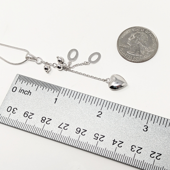 New sterling silver 925 charm dangle pendant necklace heart love ball oval - Picture 2 of 6
